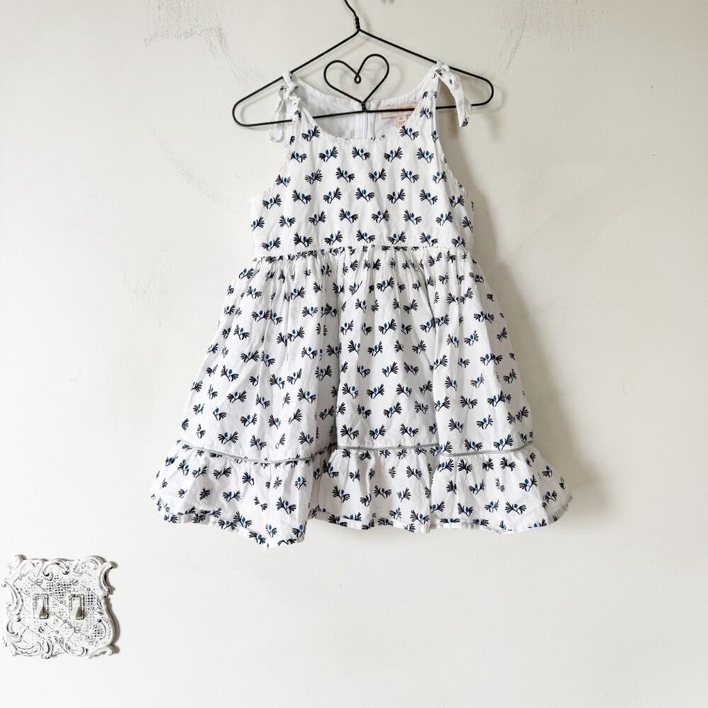 Pink Chicken White and Blue Floral Tie Shoulder Sundress 4Y